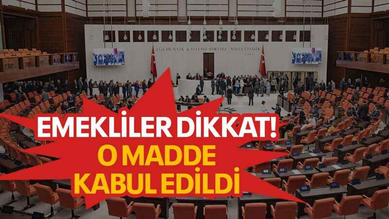 Emekliler dikkat! O madde kabul edildi
